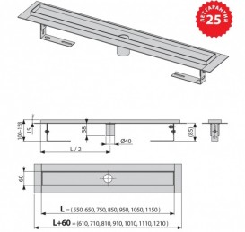 Водосточный желоб AlcaPlast APZ2001 1050 мм без гидрозатвора APZ2001-1050