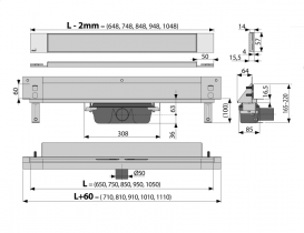 Ринва AlcaPlast APZ5 SPA-Twin 1050 мм з гратами APZ5-TWIN-1050