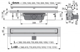 Водосточный желоб AlcaPlast APZ7 1150 мм с решеткой Floor под плитку APZ7-1150