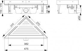 Водосточный желоб AlcaPlast ARZ-3 Triangle угловой с решеткой ARZ-3-TRIANGLE