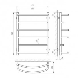 Водяной полотенцесушитель Laris Еврофлеш П6 500x700 мм хром 74100015