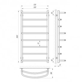 Водяной полотенцесушитель Laris Еврофлеш П8 500x1000 мм хром 74100017