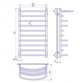 Водяной полотенцесушитель Laris Евромикс П10 500x900 мм с полкой 71207687