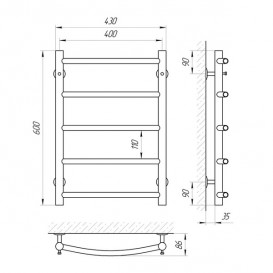 Водяний полотенцесушитель Laris Флеш П5 400х600 мм хром 74100005