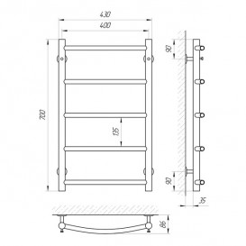 Водяной полотенцесушитель Laris Флеш П5 400х700 мм хром 74100006