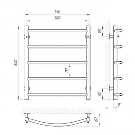 Водяний полотенцесушитель Laris Флеш П5 500х600 мм хром 74100007