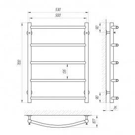 Водяний полотенцесушитель Laris Флеш П5 500х700 мм хром 74100008