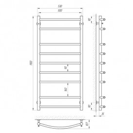 Водяний полотенцесушитель Laris Флеш П9 500х1100 мм хром 74100012
