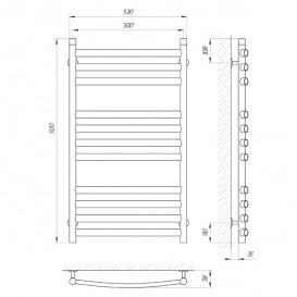 Водяной полотенцесушитель Laris Классик Премиум П11 500x900 мм 71207678