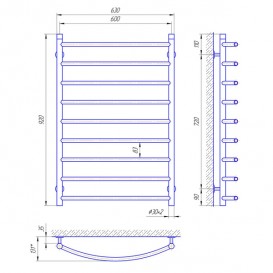 Водяной полотенцесушитель Laris Классик П9 600х900 мм хром 71207690