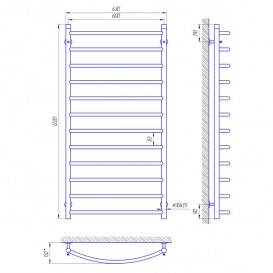 Водяной полотенцесушитель Laris Классик П12 600х1200 мм хром 71207689