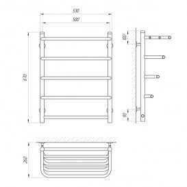 Водяний полотенцесушитель Laris Стандарт П5 500x660 мм з полицею 71207570