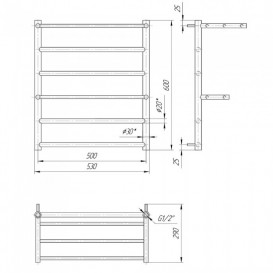 Водяний полотенцесушитель Mario Анкона 600x530 / 500 мм нержавіюча сталь 4820111351756