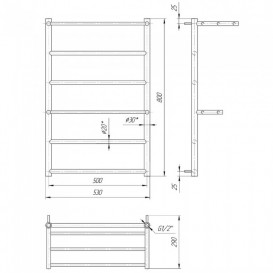 Водяний полотенцесушитель Mario Анкона 800x530 / 500 мм нержавіюча сталь 4820111351749