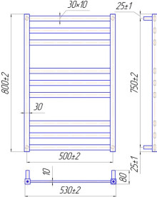 Водяной полотенцесушитель Mario Чикаго 800х530/500 белый глянцевый 4820111357482