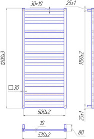Водяной полотенцесушитель Mario Чикаго 1200х530/500 черный матовый 4820111357666