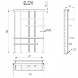 Водяний полотенцесушитель Mario Еліт 730x500 / 700 мм нержавіюча сталь 4820111350742