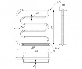 Водяний полотенцесушитель Mario Фокстрот 530x500 / 500 мм 4820111350230