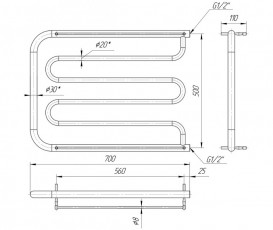 Водяной полотенцесушитель Mario Фокстрот 530x700/500 мм 4820111350254