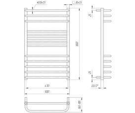 Водяний полотенцесушитель Mario Гера-Люкс 800x500x470 4820111352210
