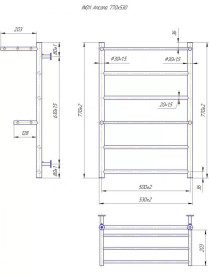 Водяной полотенцесушитель Mario Inox Анкона 770х530/500 с полкой нержавеющая сталь хром 4820258986729
