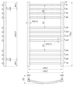 Водяной полотенцесушитель Mario Inox Феникс 770х430/400 хром 4820258987467