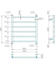 Водяна сушка для рушників Mario Inox Флет 570х530/500 нержавіюча сталь хром 4820258987498