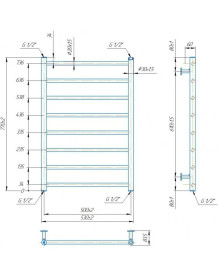 Водяна сушка для рушників Mario Inox Флет 770х530/500 нержавіюча сталь хром 4820258987511