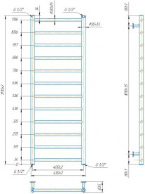 Водяна сушка для рушників Mario Inox Флет 1170х430/400 нержавіюча сталь хром 4820258987535