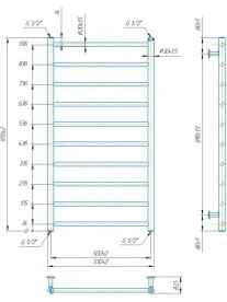 Водяной полотенцесушитель Mario Inox Флет 970х530/500 нержавеющая сталь черный мат 4820258989119