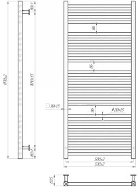 Водяний сушка для рушників Mario Inox Гера 1170x530/500 нержавіюча сталь сатин 4820258988853