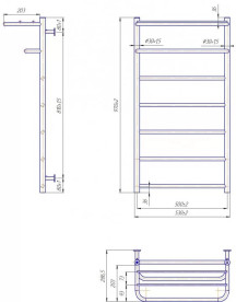 Водяной полотенцесушитель Mario Inox Hotel 970х530/500 с полкой нержавеющая сталь хром 4820258986811