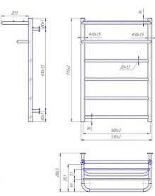 Водяной полотенцесушитель Mario Inox Hotel 770х530/500 с полкой нержавеющая сталь черный мат 4820258988877