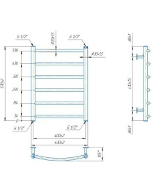 Водяна сушка для рушників Mario Inox Класик 570х430/400 нержавіюча сталь хром 4820258986859