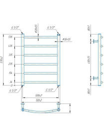 Водяна сушка для рушників Mario Inox Класик 570х530/500 нержавіюча сталь хром 4820258986866