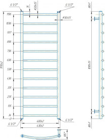 Водяной полотенцесушитель Mario Inox Классик 1170х430/400 нержавеющая сталь хром 4820258986903