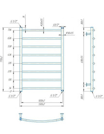 Водяной полотенцесушитель Mario Inox Классик 770х530/500 нержавеющая сталь белый мат 4820258988907
