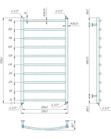 Водяной полотенцесушитель Mario Inox Классик 970х530/500 нержавеющая сталь золото 4820258988914