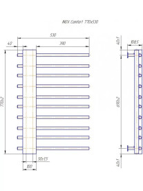 Водяной полотенцесушитель Mario Inox Комфорт 770x530/50 хром 4820258986989
