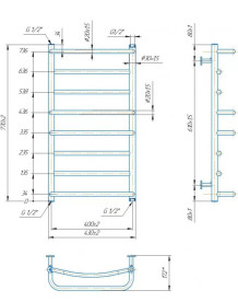 Водяной полотенцесушитель Mario Inox Люкс 770х430/400 нержавеющая сталь хром 4820258987016