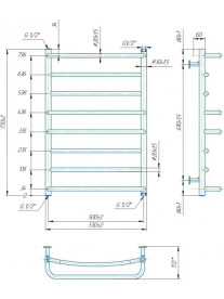 Водяной полотенцесушитель Mario Inox Люкс 770х530/500 нержавеющая сталь хром 4820258987023