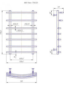 Водяной полотенцесушитель Mario Inox Марио 770х530/400 нержавеющая сталь хром 4820258987139