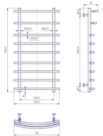 Водяна сушка для рушників Mario Inox Маріо 970х530/400 нержавіюча сталь хром 4820258987146