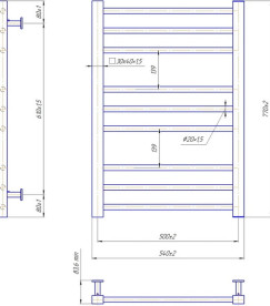 Водяна сушка для рушників Mario Inox Преміум Класик 770x540/500 нержавіюча сталь хром 4820258987207