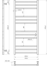 Водяний сушка для рушників Mario Inox Преміум Класик 1170x540/500 нержавіюча сталь хром 4820258987214