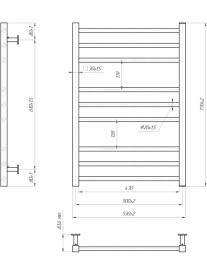 Водяной полотенцесушитель Mario Inox Премиум Классик 770x540/500 нержавеющая сталь черный мат 4820258988976