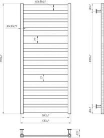 Водяна сушка для рушників Mario Inox Санті 1170x530/500 нержавіюча сталь хром 4820258987283