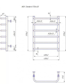 Водяной полотенцесушитель Mario Inox Стандарт 570х430/400 нержавеющая сталь хром 4820258987290