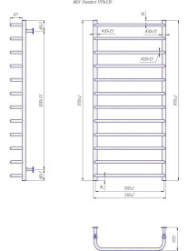 Водяной полотенцесушитель Mario Inox Стандарт 1170х530/500 нержавеющая сталь хром 4820258987344