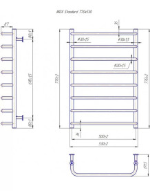 Водяной полотенцесушитель Mario Inox Стандарт 770х530/500 нержавеющая сталь черный мат 4820258989010
